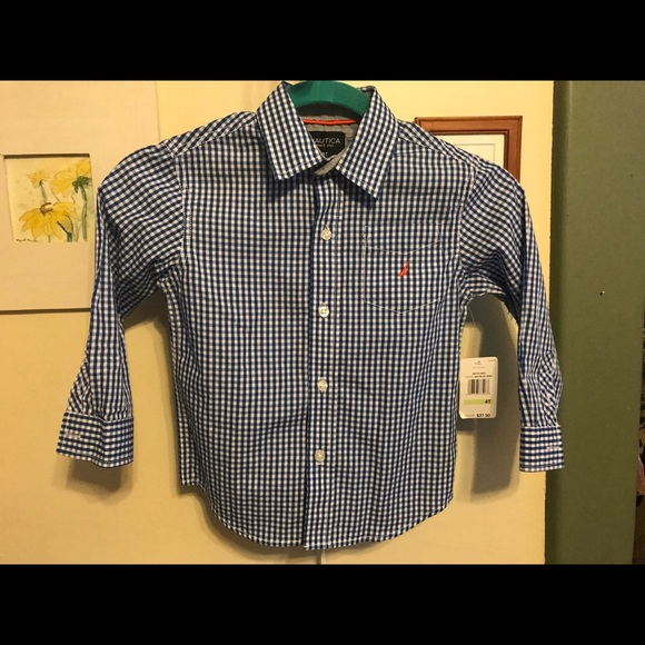 Nautica Other - NAUTICA BLUE WHITE CHECK SHIRT 4T. NWT!!
